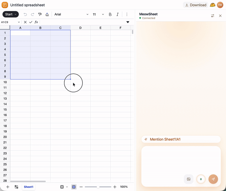 MeowSheet workspace showcase
